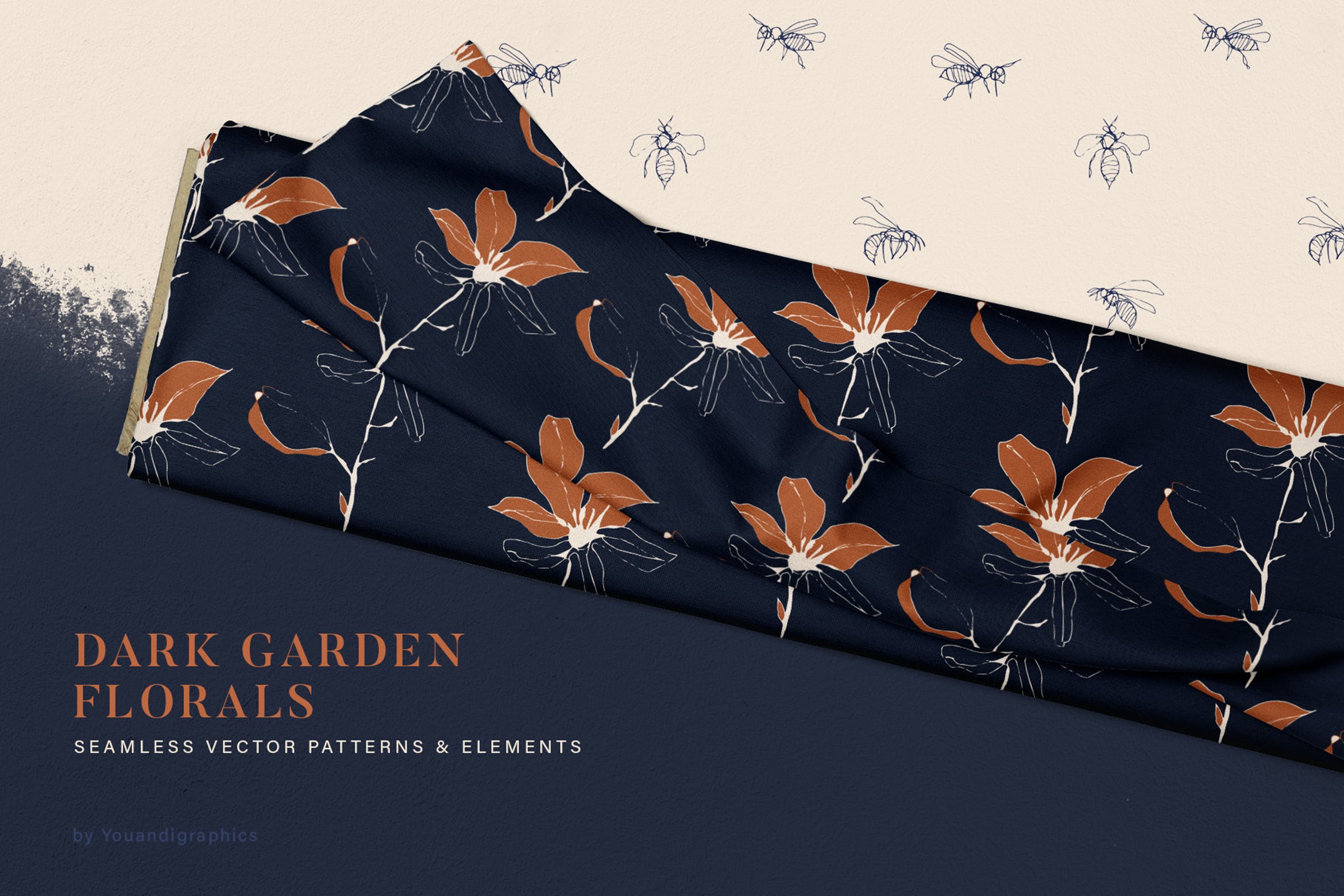 黑暗花园花卉手绘图案素材 Dark Garden Floral Patterns 图片素材 第1张