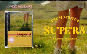 Video Milkshake 复古电影风格SUPER 8胶片扫描遮罩泄露颗粒背景视频素材 SUPER 8 FILM GRAIN PACK