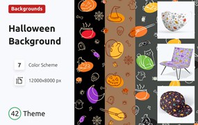 万圣节元素无缝图案背景 Halloween Seamless Pattern
