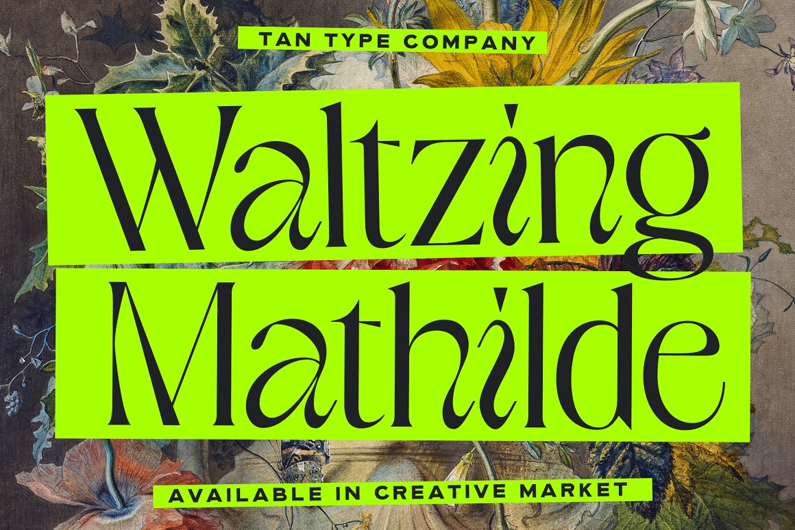 英文字体：优雅俏皮逆反差酸性海报标题徽标设计衬线英文字体 TAN - WALTZING MATHILDE 设计素材 第1张