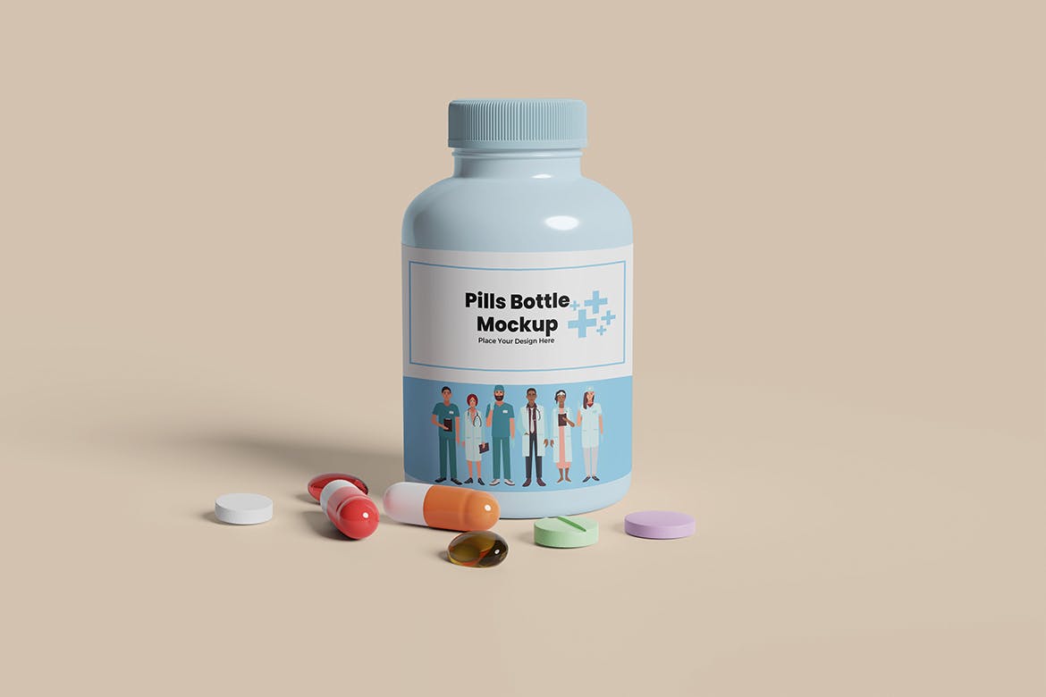 药物药丸瓶包装设计样机图psd模板 Pills Bottle Mockup 样机素材 第2张