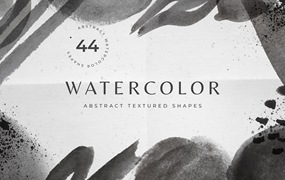 黑白水彩抽象形状纹理 Black & White Watercolor Shapes