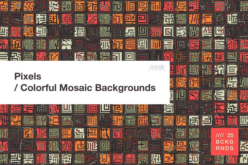 多彩像素马赛克背景素材 Pixels | Colorful Mosaic Backgrounds 图片素材 第6张