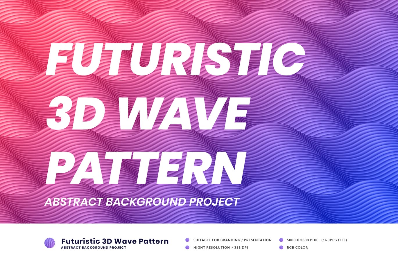 未来派3D渐变波浪图案背景 Futureristic 3D Wave Pattern 图片素材 第1张
