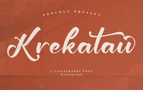 连写书法艺术字体素材 Krekatau Calligraphy Font