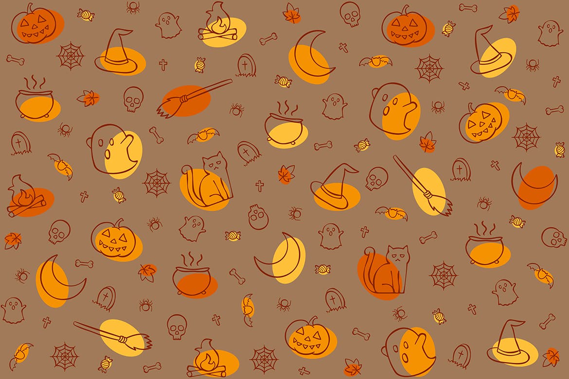 万圣节元素无缝图案背景 Halloween Seamless Pattern 图片素材 第7张
