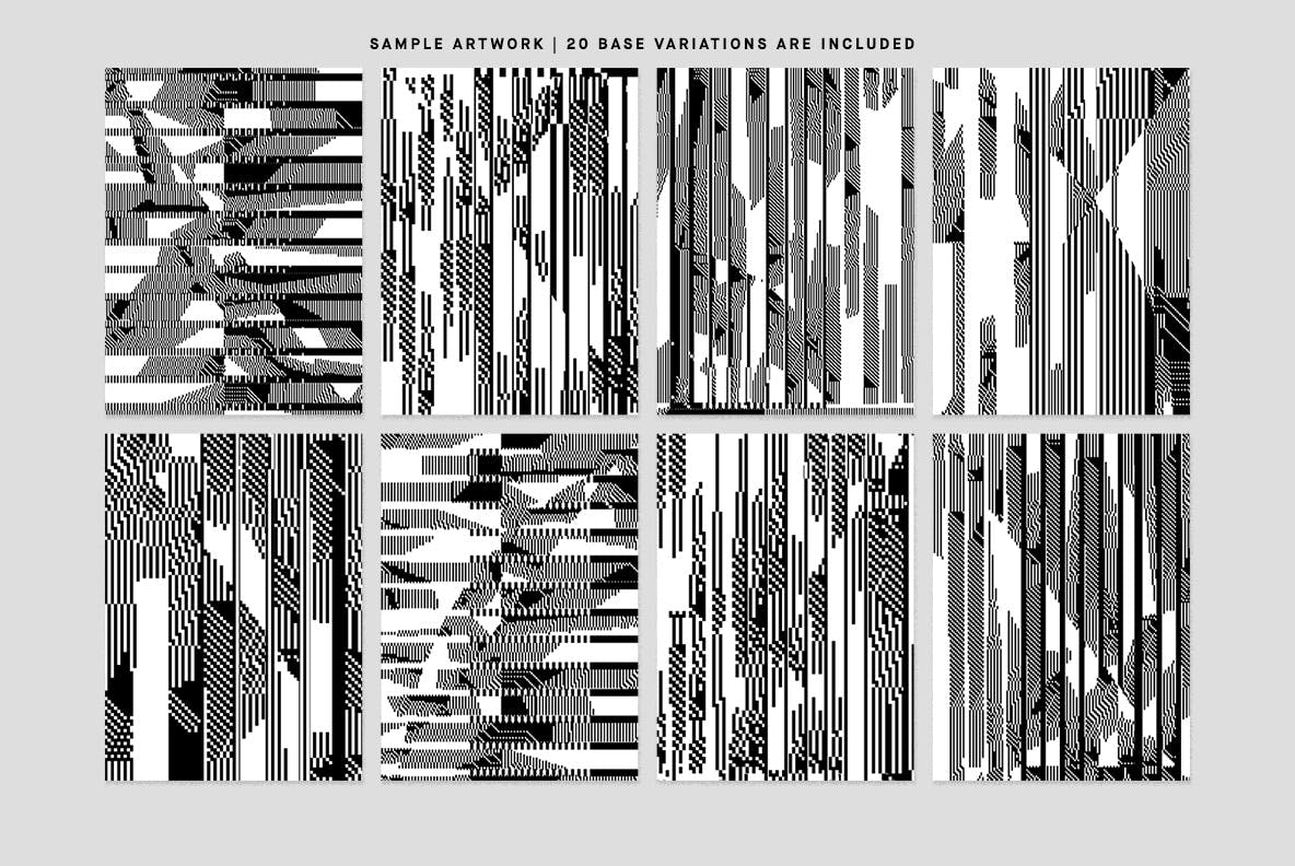 黑白像素抽象形状背景v2 Bit Blend 2 图片素材 第3张