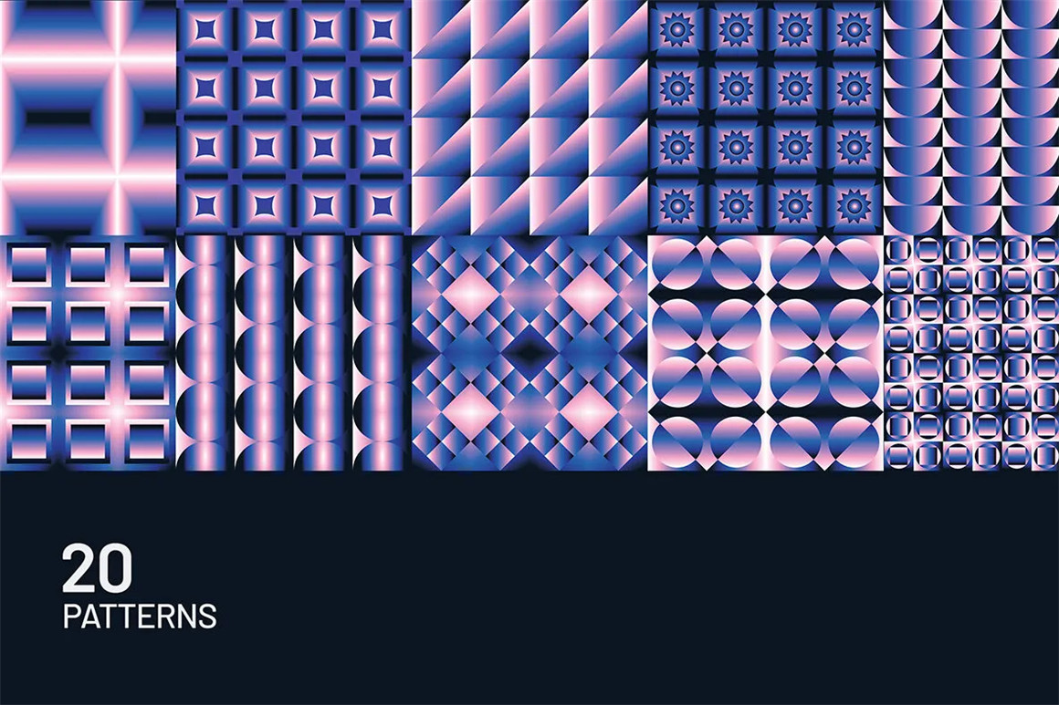 200个时尚抽象艺术马赛克渐变几何图形印花图案AI设计素材源文件 Gradient Geometric Mosaics by Design Essense . 第10张