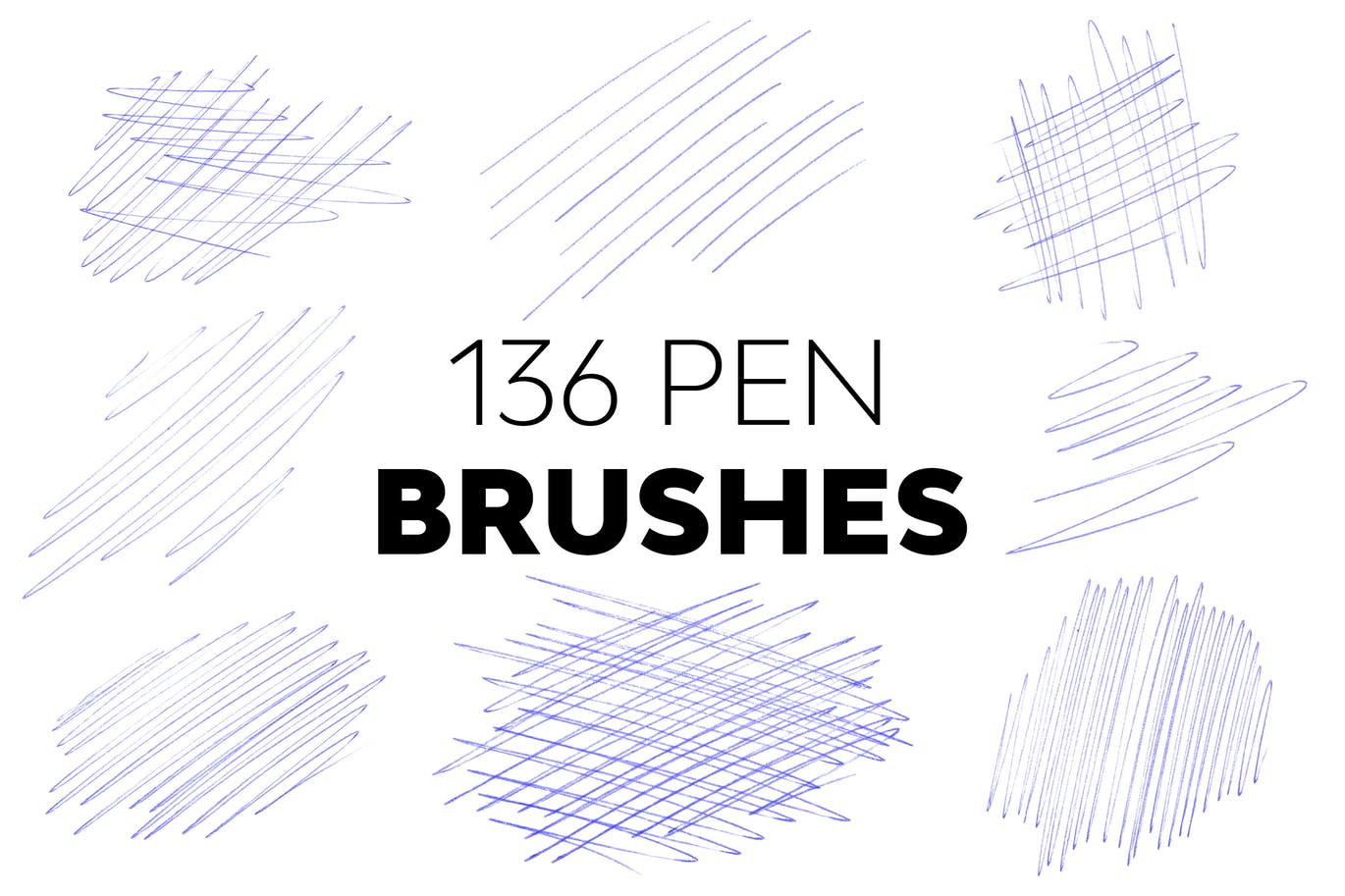 圆珠笔素描PS笔刷素材 Pen Brushes 笔刷资源 第1张