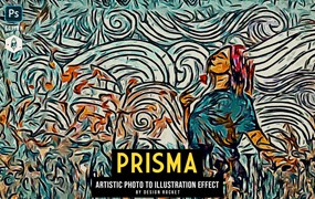 抽象插画效果生成PS动作 PRISMA Photo to Illustration Action for Photoshop