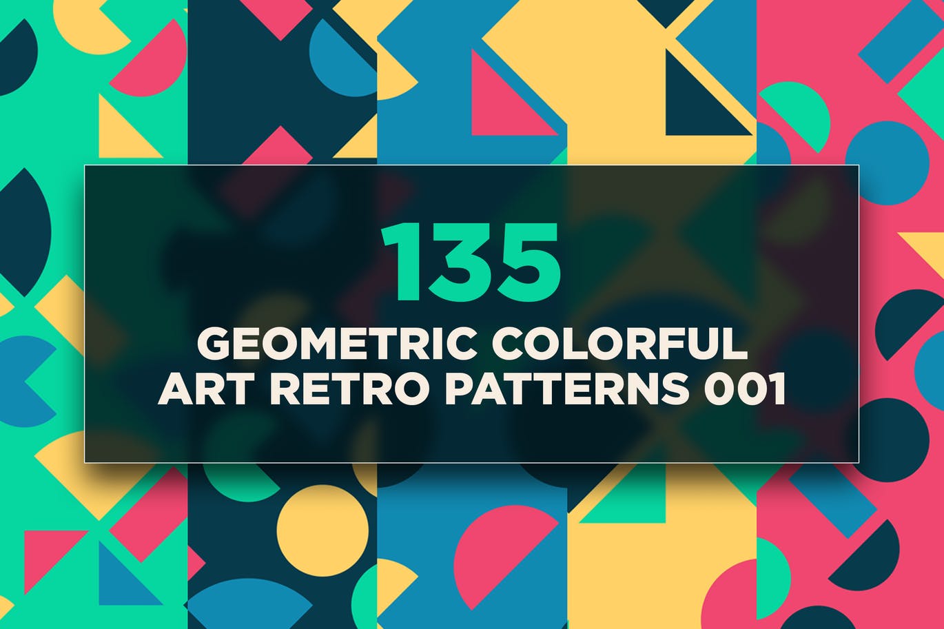 135个几何彩色艺术复古图案v1 135 Geometric Colorful Art Retro Patterns 001 图片素材 第1张