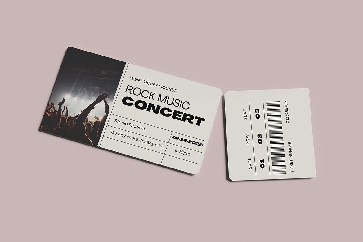 演唱会活动门票设计样机模板 Event Ticket Mockup 样机素材 第4张