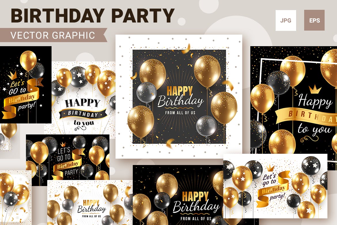 生日快乐派对气球背景 Happy birthday backgrounds 图片素材 第1张