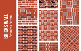 墙砖无缝图案背景 Brick Seamless Pattern