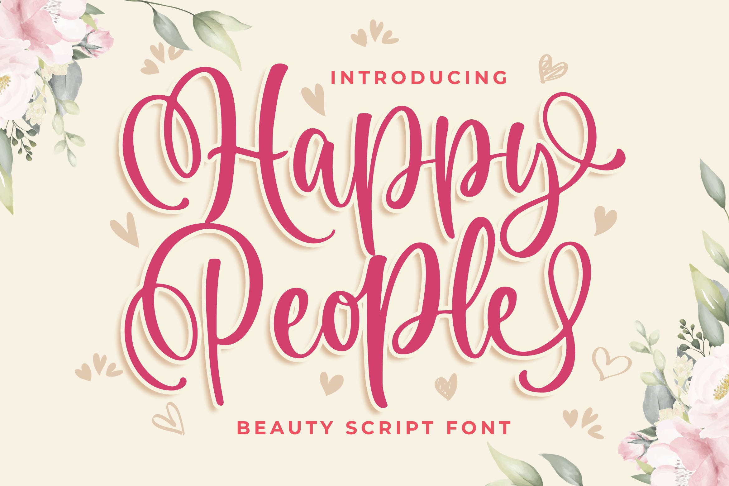 有趣现代书法风格英文字体合集 Happy People Beauty Script Font 设计素材 第1张