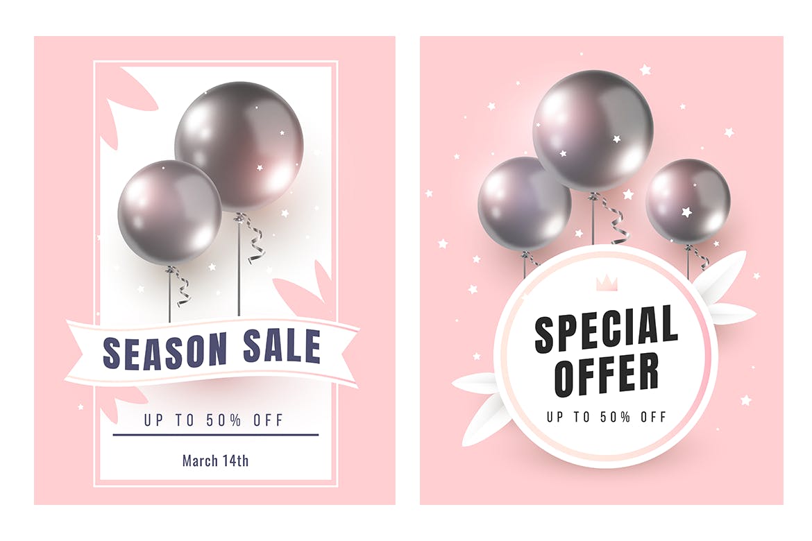 季节促销活动气球背景 Seasonal sale backgrounds 图片素材 第3张