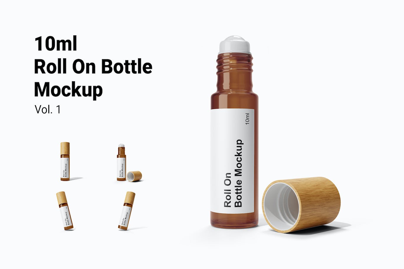 香水滚珠瓶包装设计样机图psd模板 Perfume Roll On Bottle Mockup Vol.1 样机素材 第1张