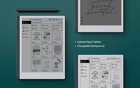 纸质平板电脑顶视图样机psd模板 Paper Tablet Mockup Top View