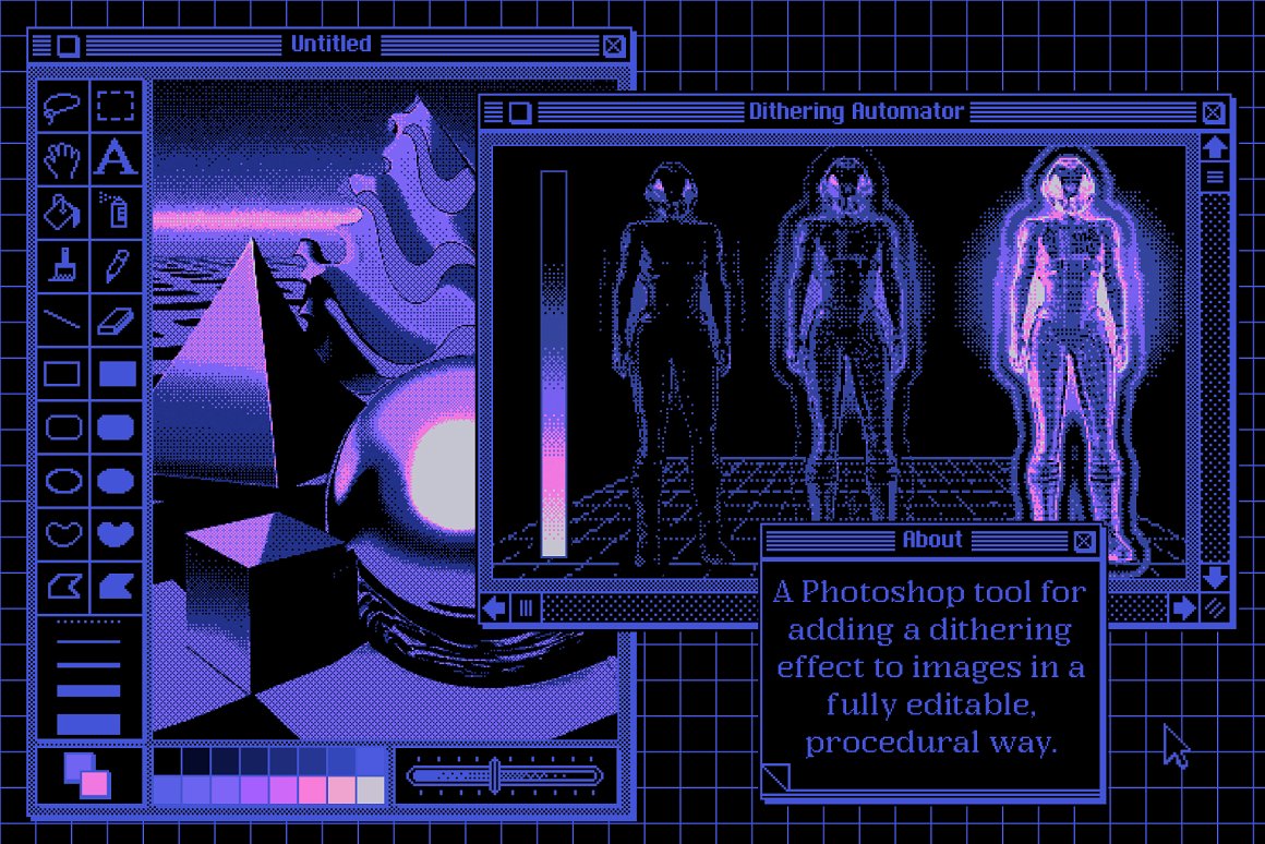 MIKSKS 复古低保真位图抖动半色调美学图案调色板+PSD模板 MIKSKS - Dithering Automator . 第2张