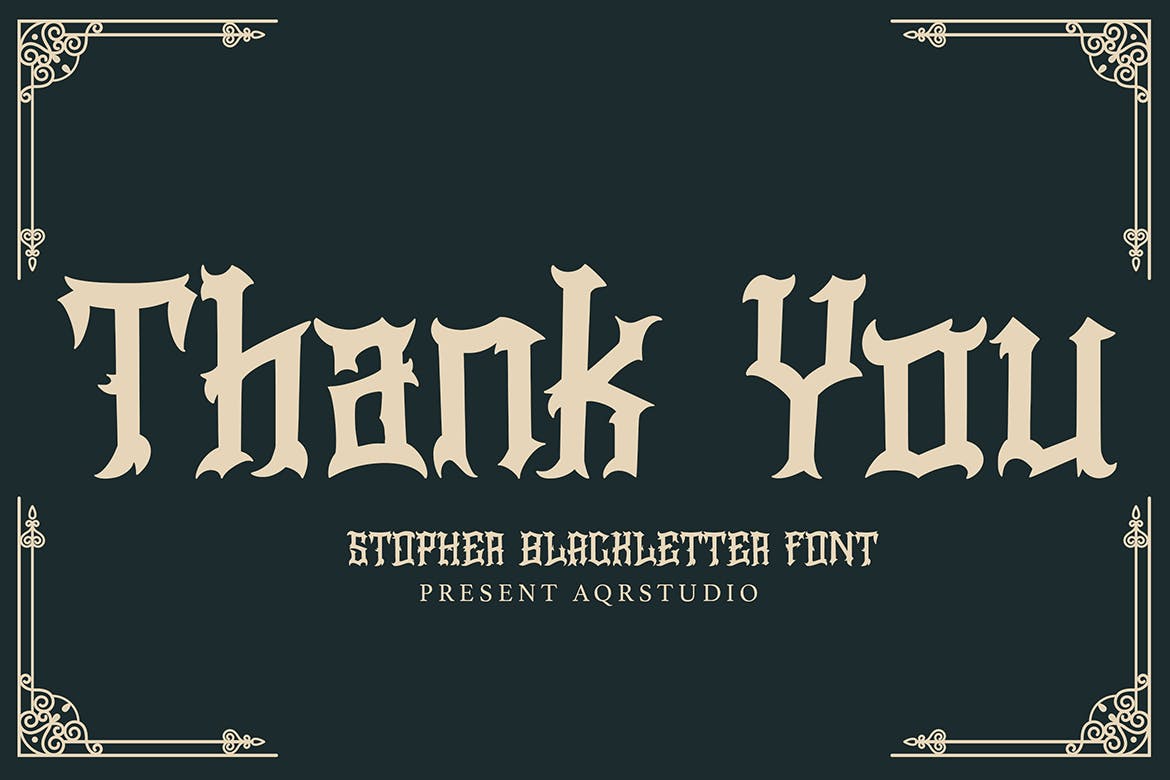 欧美复古哥特手写字体设计 Stopher – Blackletter Font 设计素材 第12张