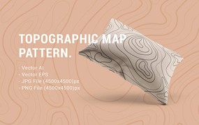 地貌地形无缝装饰图案 Seamless Pattern Topographic Map