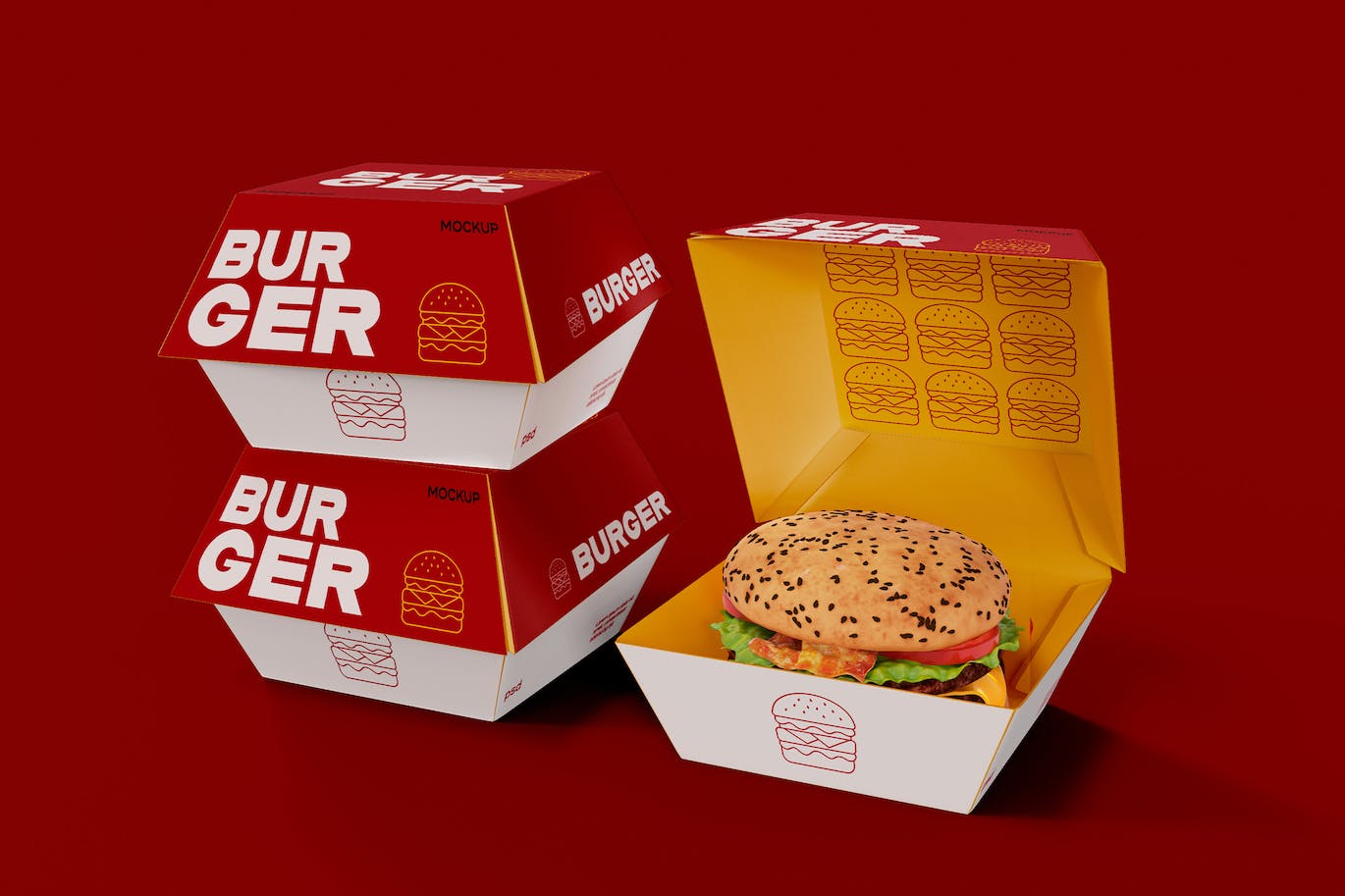 汉堡盒包装设计样机图 Fast Food Mockup 样机素材 第1张