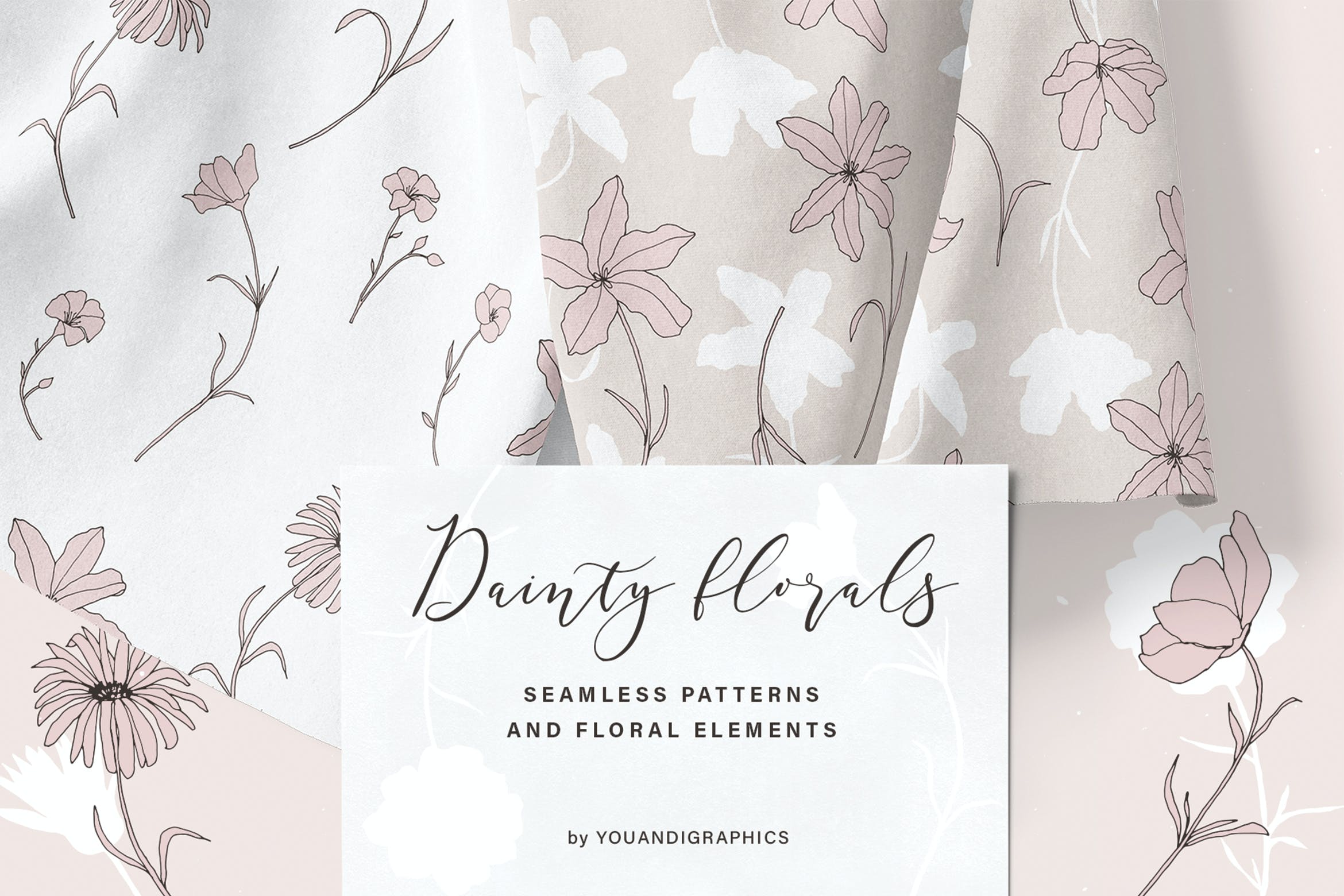 精美的花卉图案和元素 Dainty Floral Patterns & Elements 图片素材 第1张