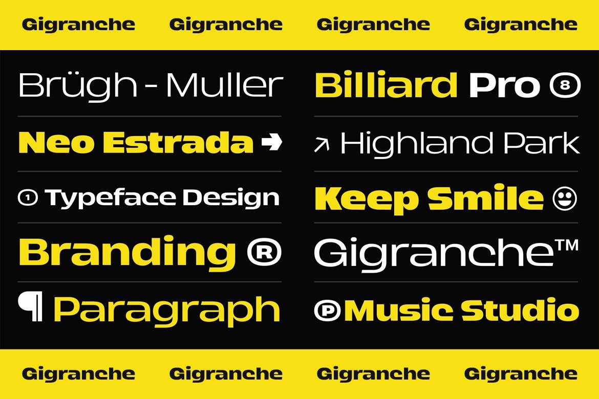 Gigranche现代极简英文字体完整版 设计素材 第7张