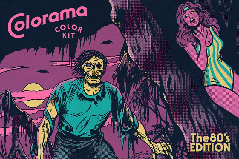 80年代复古恐怖电影漫画书艺术品图形设计调色板 Colorama Color Kit - 80's Edition (Photoshop) . 第7张