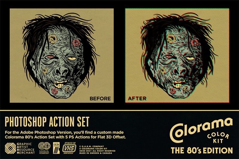 80年代复古恐怖电影漫画书艺术品图形设计调色板 Colorama Color Kit - 80's Edition (Photoshop) . 第5张