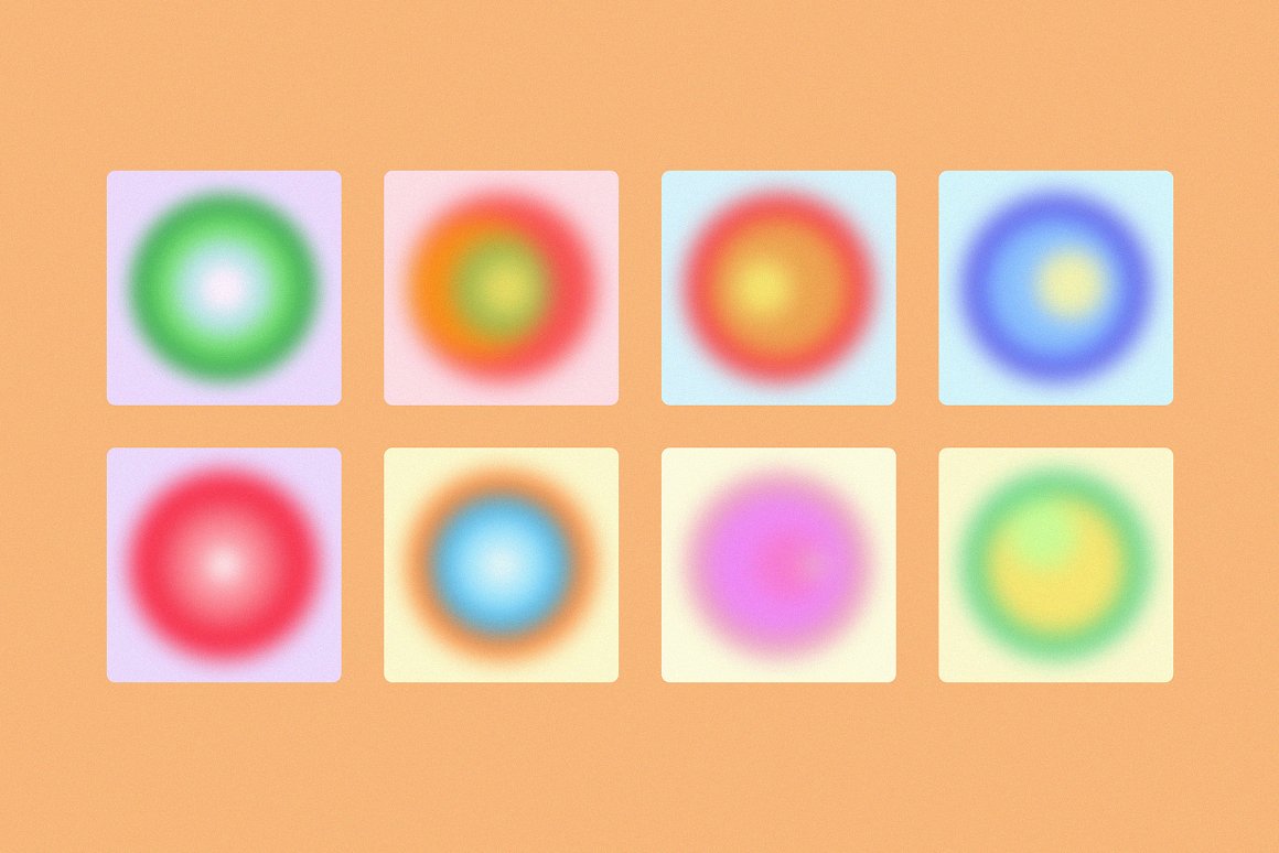 48款渐变高清模糊噪点颗粒纹理抽象艺术圆圈PNG免抠背景图设计素材 Round Circle Gradient Textures Pack . 第9张