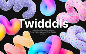 300款趣味多彩极简主义抽象渐变果冻色软糖艺术设计PNG免扣设计套装 Twidddls by Isgraphic