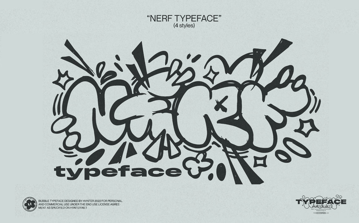 英文字体：潮流复古Y2K千禧风反设计逆反差肥胖臃肿气泡创意海报排版装饰英文字体 Hvnter Nerf Typeface 设计素材 第1张