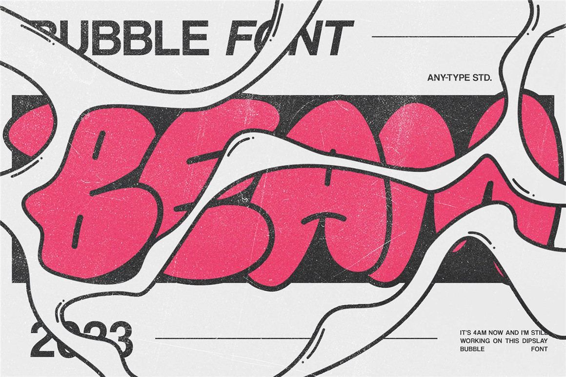 英文字体：潮流复古手绘涂鸦气泡圆形海报标题设计PS英文字体安装包 KNERD Bubble Font 设计素材 第5张