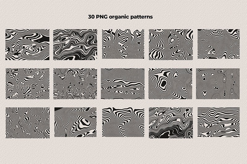 50个黑白复古波浪图案，AI PNG格式 图片素材 第16张