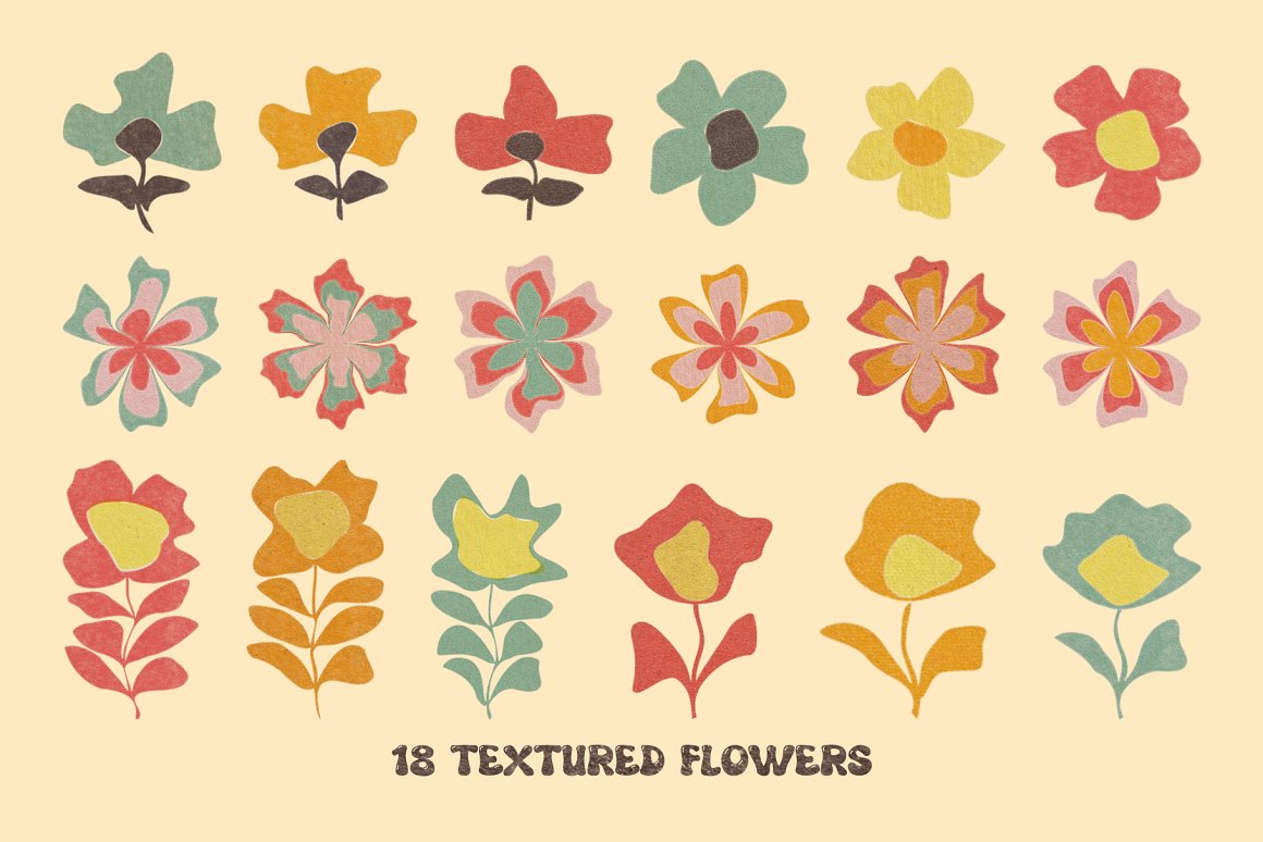 160+70年代复古做旧纸张扭曲条纹方格抽象花卉图形INS风海报PS设计套装 Groovy Textured Instagram Pack . 第11张