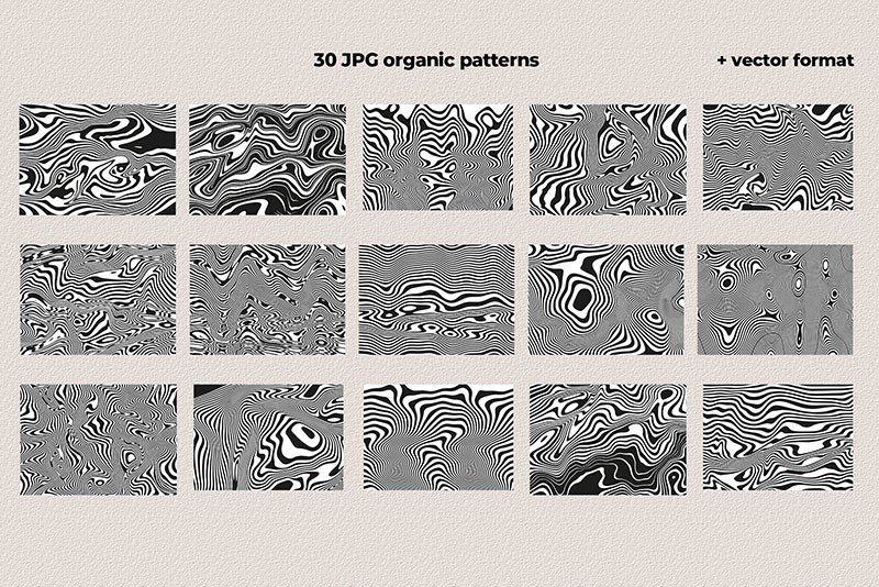 50个黑白复古波浪图案，AI PNG格式 图片素材 第15张