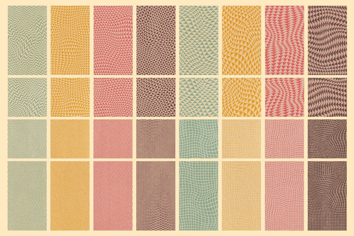 160+70年代复古做旧纸张扭曲条纹方格抽象花卉图形INS风海报PS设计套装 Groovy Textured Instagram Pack . 第7张