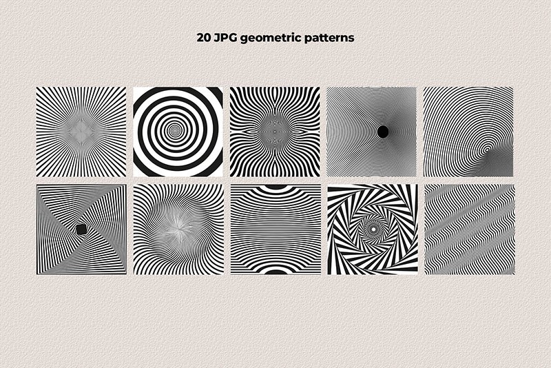 50个黑白复古波浪图案，AI PNG格式 图片素材 第14张