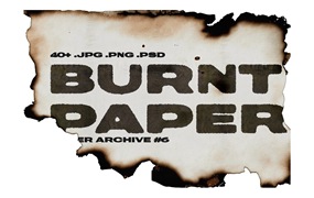 43款做旧复古灼烧损毁纸张纸片创意高清背景肌理设计套装 Burnt Paper Paper Archive