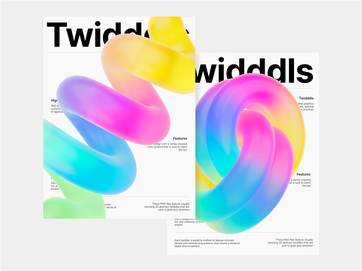 300款趣味多彩极简主义抽象渐变果冻色软糖艺术设计PNG免扣设计套装 Twidddls by Isgraphic . 第4张