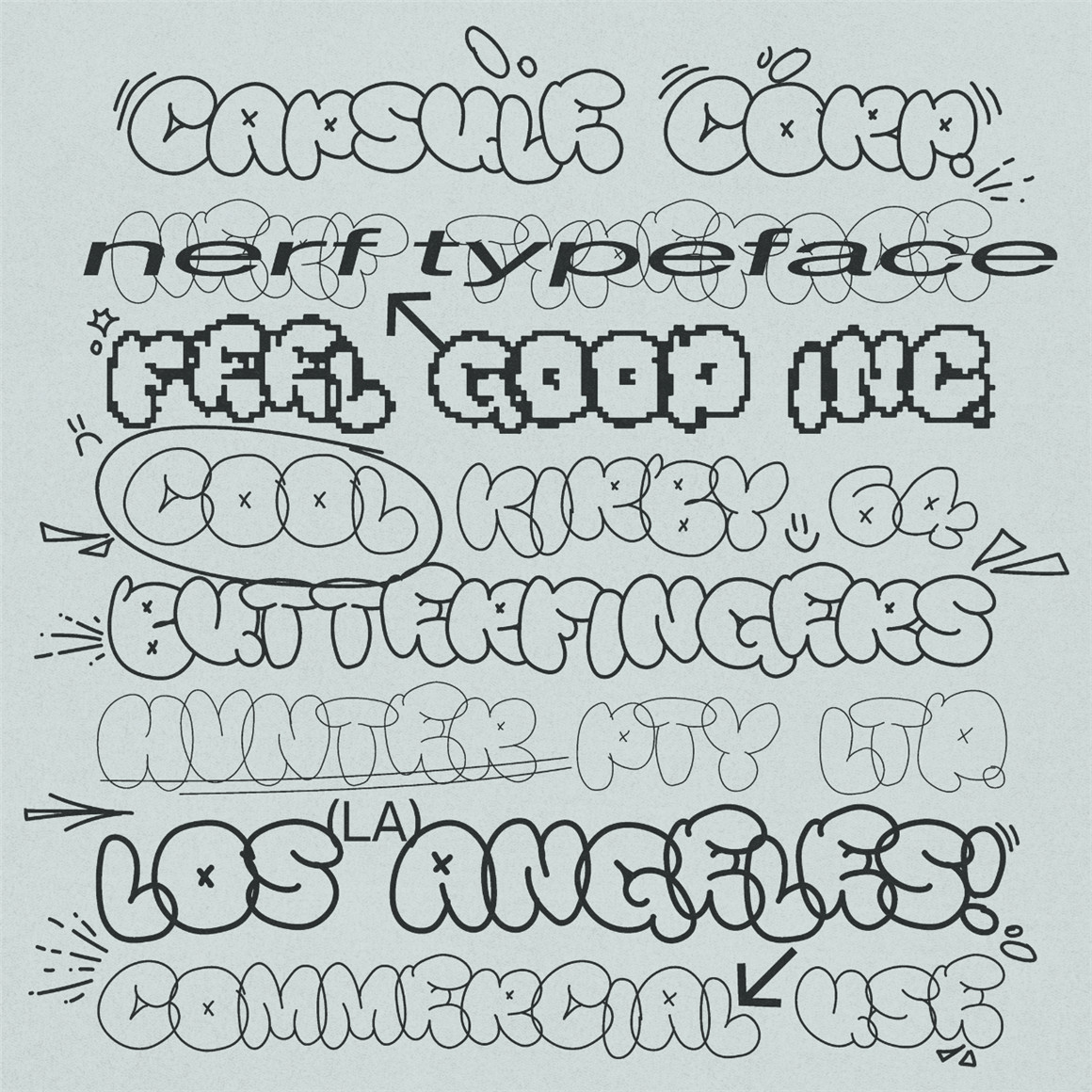 英文字体：潮流复古Y2K千禧风反设计逆反差肥胖臃肿气泡创意海报排版装饰英文字体 Hvnter Nerf Typeface 设计素材 第4张