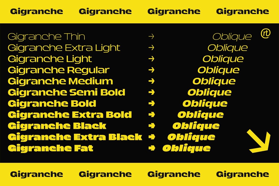 Gigranche现代极简英文字体完整版 设计素材 第2张