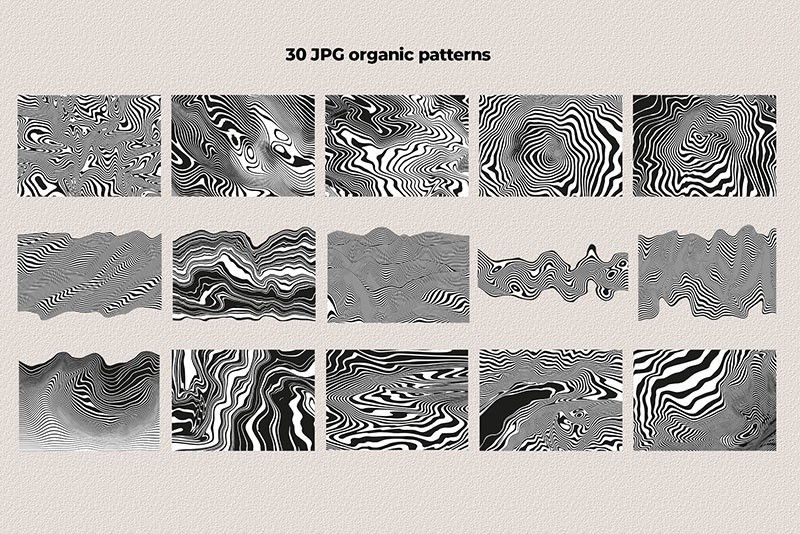 50个黑白复古波浪图案，AI PNG格式 图片素材 第12张