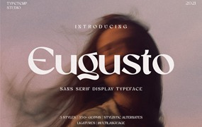 英文字体：现代时尚优雅女性化品牌推广海报标题设计Logo英文字体素材包 Eugusto Display Typeface