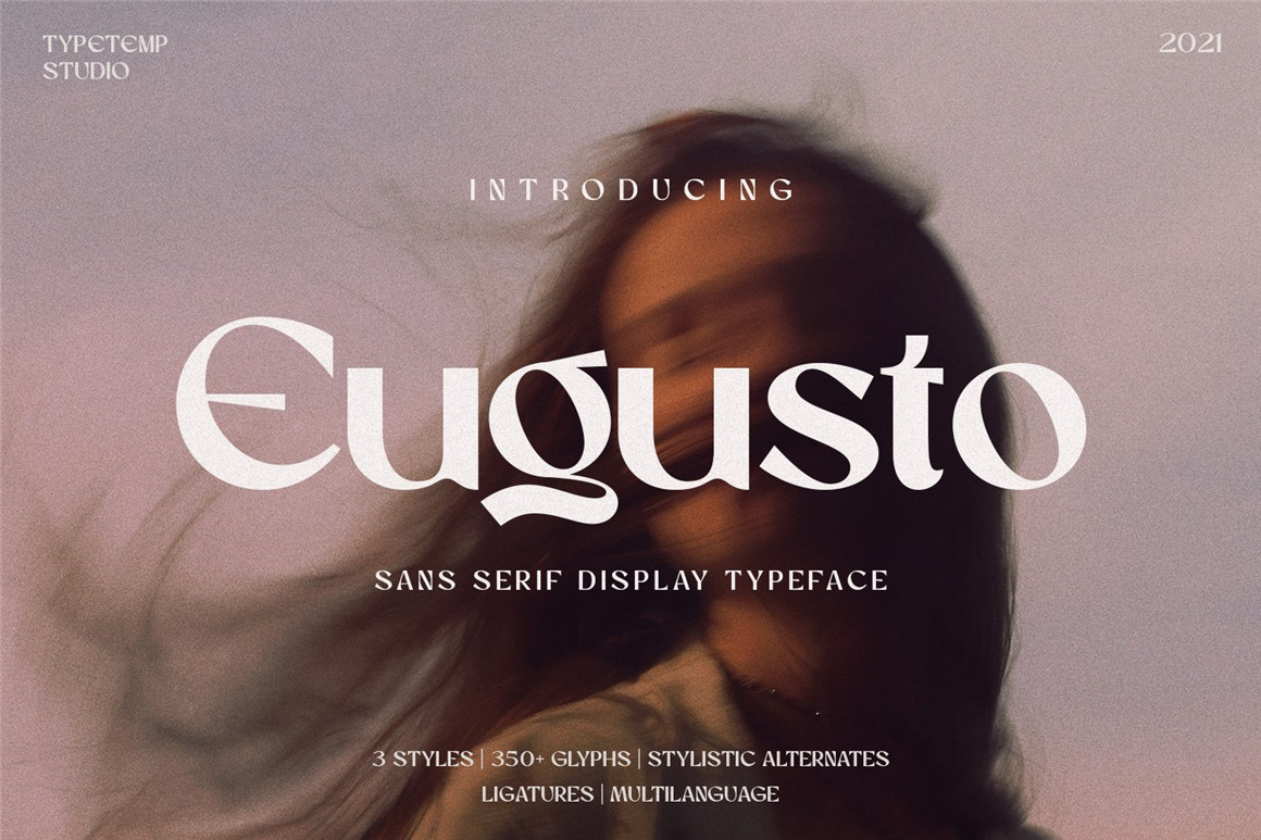 英文字体：现代时尚优雅女性化品牌推广海报标题设计Logo英文字体素材包 Eugusto Display Typeface 设计素材 第1张