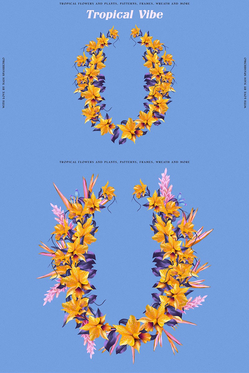 夏威夷风情花卉无缝图案，PAT PNG格式 图片素材 第9张