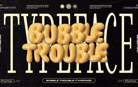 AE模板：趣味卡通圆润胖乎乎y2k气球气泡标题时尚背景动画样式 Bubble Trouble Typeface
