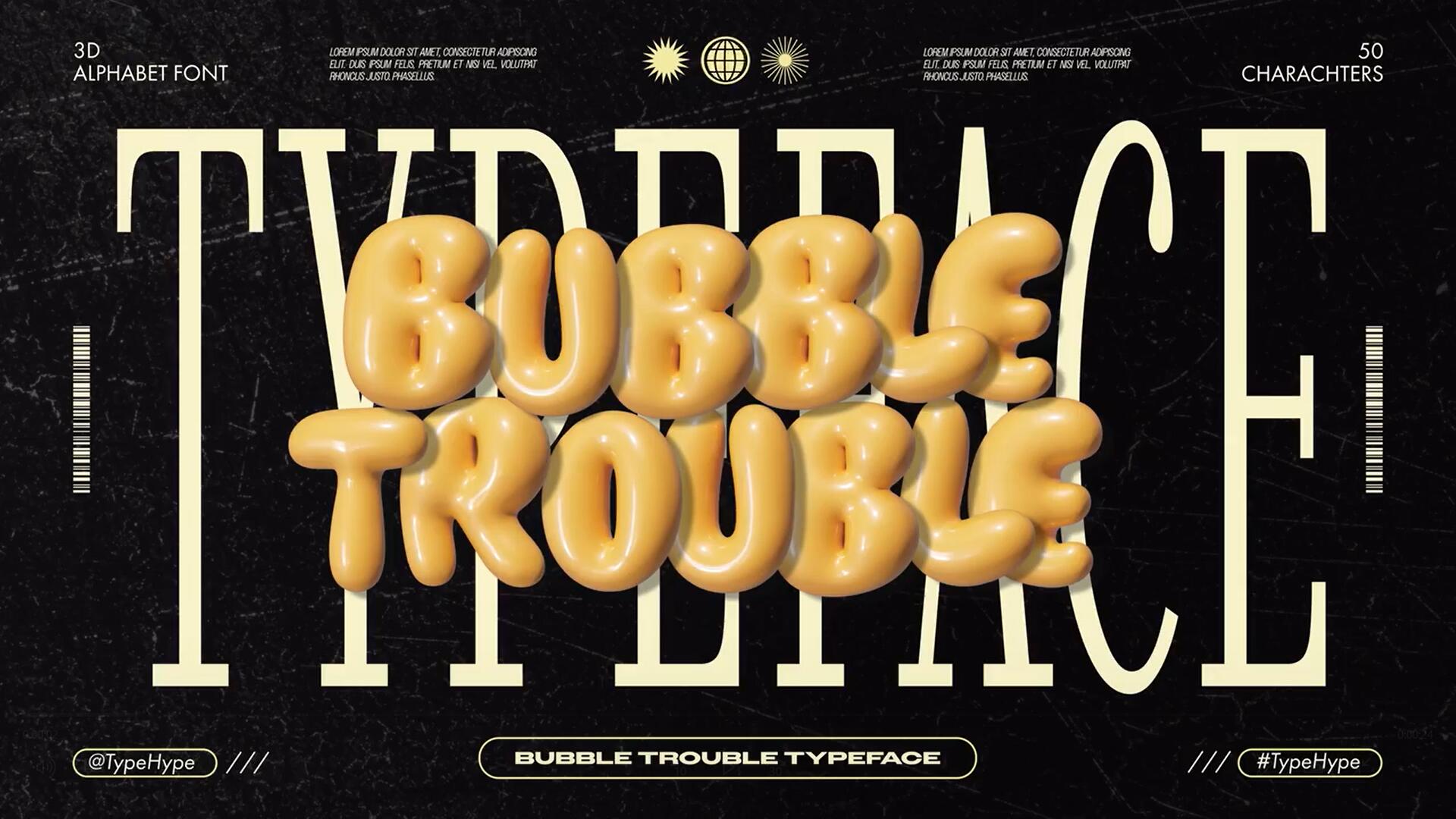 AE模板：趣味卡通圆润胖乎乎y2k气球气泡标题时尚背景动画样式 Bubble Trouble Typeface 影视音频 第1张