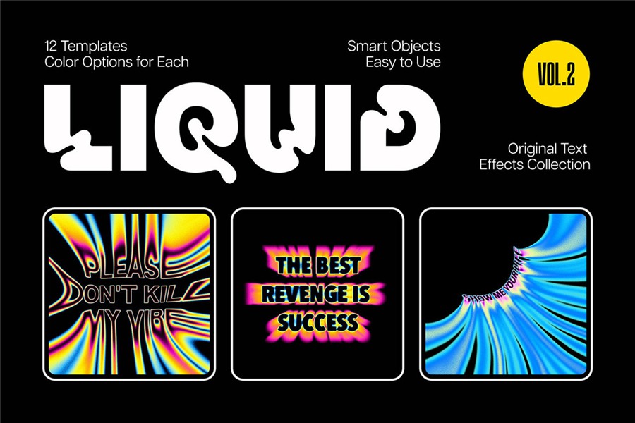 新潮复古迷幻视觉酸性液体艺术音乐海报封面融化文字效果 LIQUID TEXT EFFECTS VOL.2 . 第1张